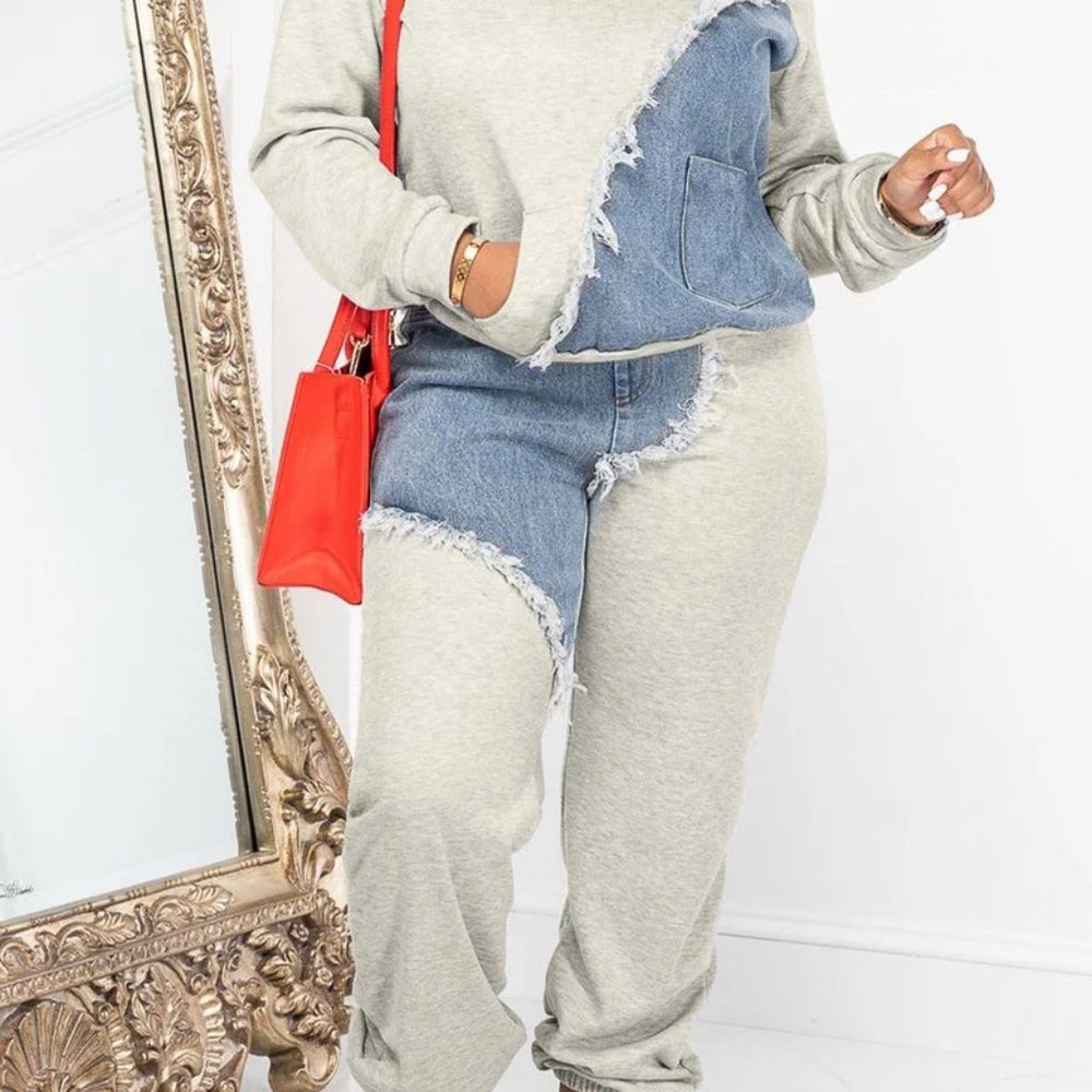 XPluswear Denim Accent Sweatsuit